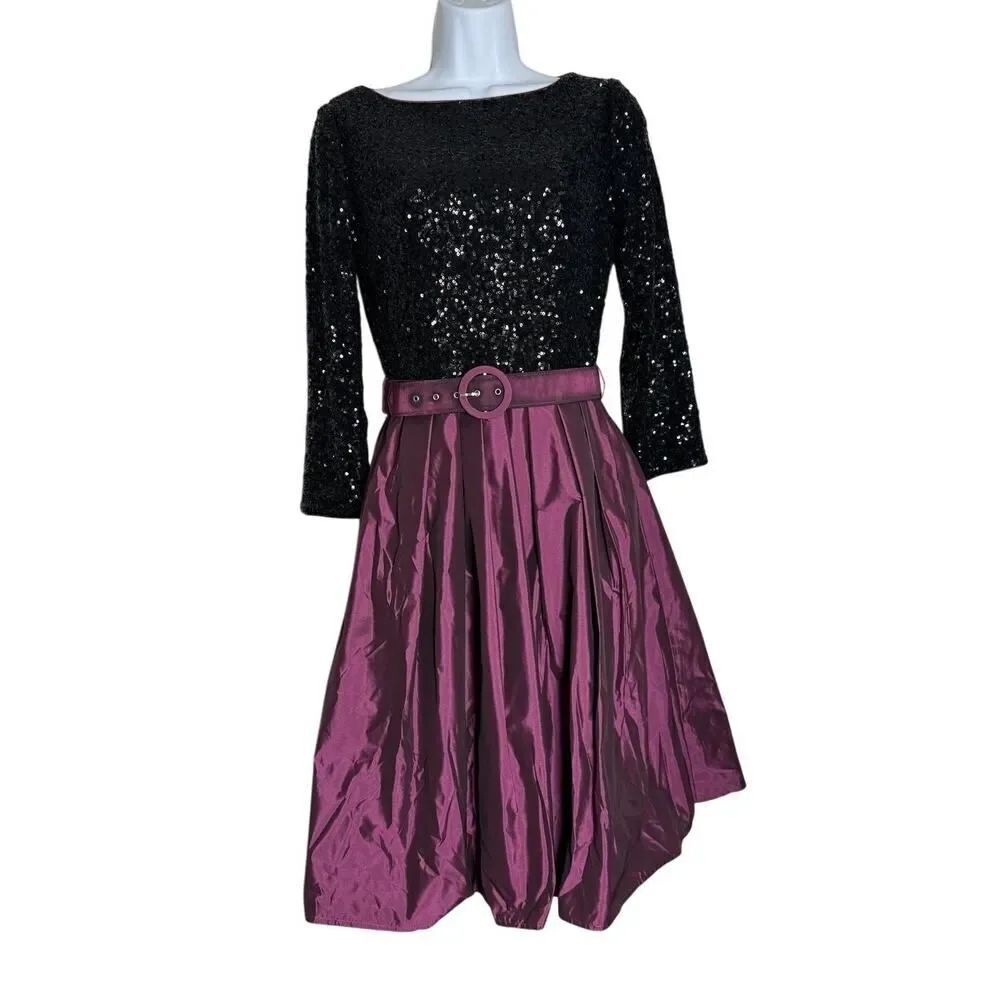 NWT Frascara Black and Purple Dress Flaw Sz. 6